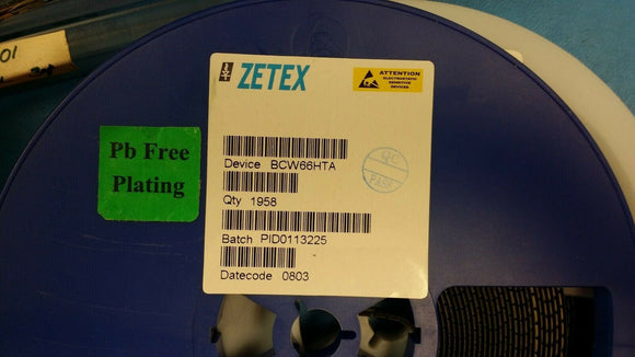 (25 PCS) BCW66HTA ZETEX Trans GP BJT NPN 45V 0.8A 3-Pin SOT-23 T/R ROHS