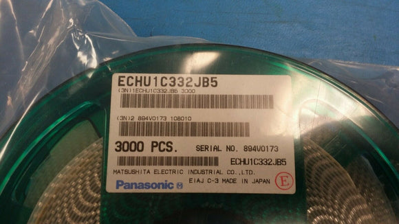 (1000 PCS) ECH-U1C332JB5 Panasonic Film Cap 0.0033uF 16V PPS 5% SMD125°C 0805