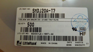 (500PCS) SMDJ20A-T7 LITTELFUSE TVS DIODE 20V 32.4V DO214AB (1REEL)