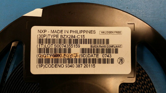 (25 PCS) BZX284-C15 NXP DIODE ZENER 15V 400MW SOD2 ROHS