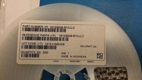 (15 PCS) 1812SMS-R10JLC COILCRAFT Air Core Inductor, 100 nH, 1.7 A, ± 5% ROHS