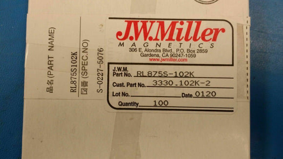(100 PCS) RL875S-102K JW MILLER Fixed Inductors 1000uH 10%