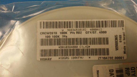 (25 PCS) CRCW20101003F100R02 THICK FILM RESISTOR 100K Ohms 0.5W 1% 2010