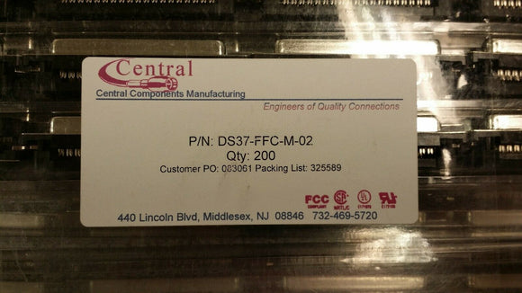 (2 PCS) DS37-FFC-M-02 D-Sub Connector 37 POS Female, 0.109