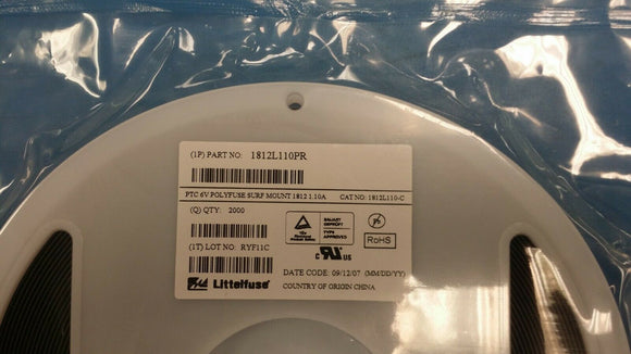 (2000) 1812L110PR LITTELFUSE PTC Resettable Fuse 100A 6VDC T/R ROHS
