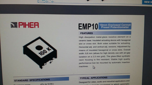 (100 PCS) 232248473473 PIHER Trimmer Cermet Potentiometer 0.5W 47Kohm 10% ROHS