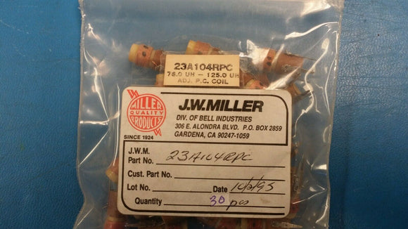 (1 PC) 23A104RPC JW MILLER 76.0uH-125.0uH Velvetork Adjustable R.F. Coil