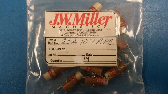 (1 PC) 23A107RPC JW MILLER .095uH-.125uH Velvetork Adjustable R.F. Coil