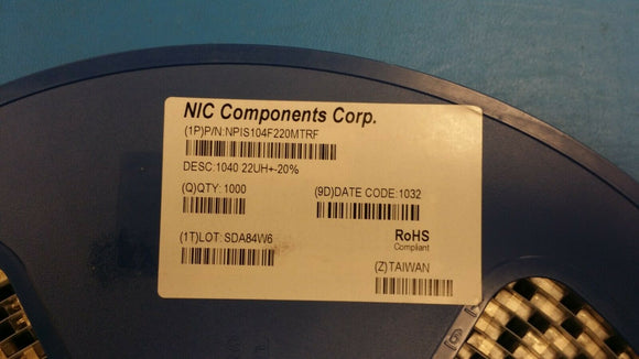 (25 PCS) NPIS104F220MTRF NIC Ind Power Shielded Wirewound 22uH 20% 1KHz 2.5A T/R