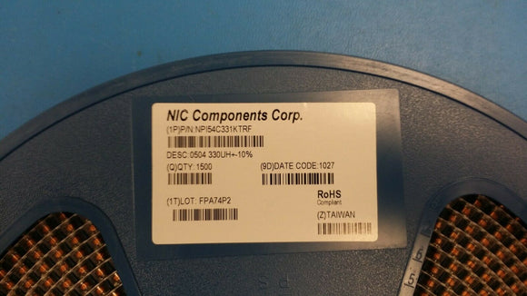 (1500 PCS) NPI54C331KTRF NIC Ind Power Unshielded Wirewound 330uH 10% 1KHz 220mA
