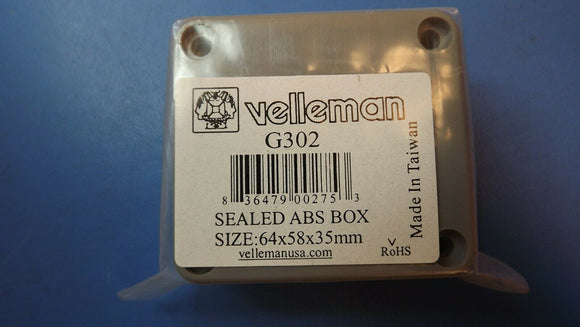 (1) G302 VELLEMAN Sealed ABS Enclosure Dark Gray 2.5 X 2.3 X 1.4