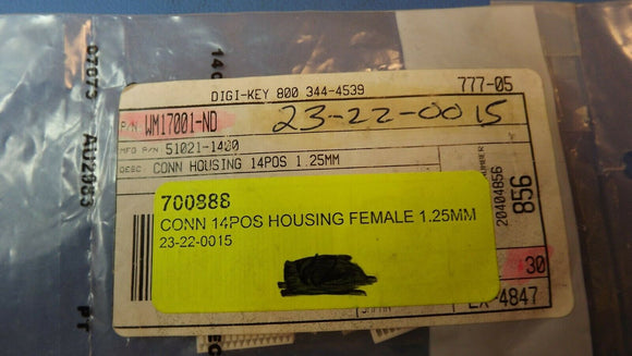 (12PCS) 51021-1400 MOLEX Connector Housing RCP 14 POS 1.25mm Crimp