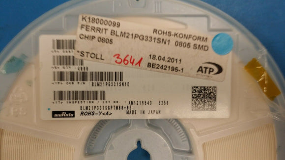(100 PCS) BLM21PG331SN1D FERRITE BEAD 330 OHM 0805 1LN SMD ROHS