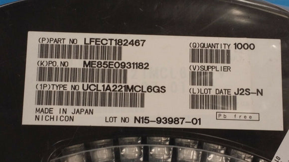 (10 PC) UCL1A221MCL6GS Electrolytic Capacitor 220UF 10V 20% SMD 2000 Hrs @ 105°C