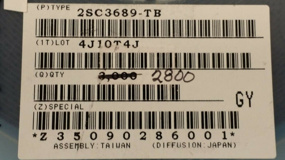 (2 PCS) 2SC3689-TB SANYO Small Signal Bipolar Transistor, 0.1A, 50V, NPN