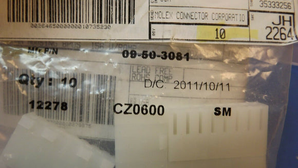 (10PCS) 09-50-3081 CONN HOUSING 8POS .156 W/RAMP