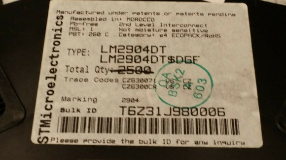 (10 PCS) LM2904DT ST MICRO OP Amp Dual GP ±15V/30V 8-Pin SOIC ROHS