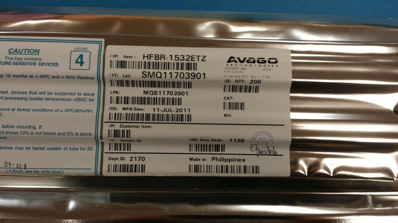 (1pc) HFBR-1532ETZ Optical Fiber TX Thru-Hole 660nm 6-Pin - Rail/Tube