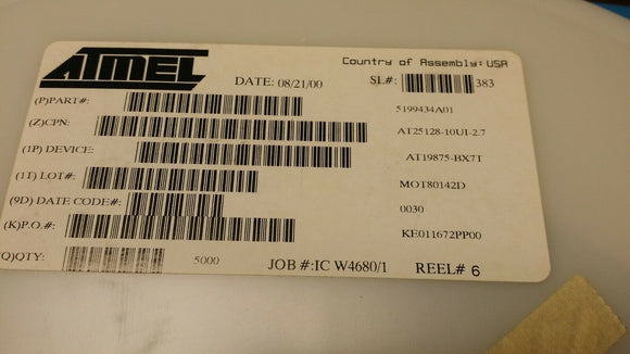 (25 PCS) AT25128-10UI-2.7 ATMEL IC EEPROM 128K SPI 3MHZ 8DBGA