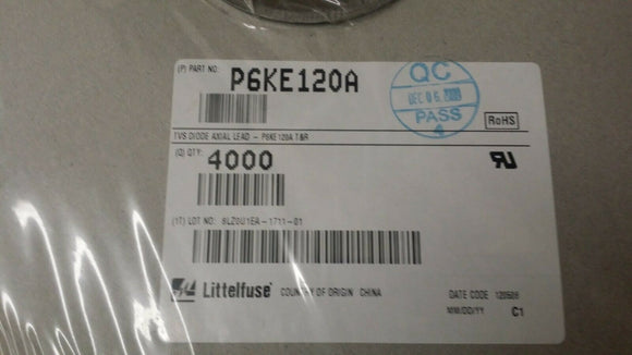 (100 PCS) P6KE120A LITTELFUSE TVS DIODE 102V 165V DO204AC ROHS