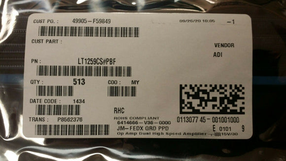 (10 PCS) LT1259CS#PBF AD, Current Feedback Amplifier Circuit - 14-SOIC ROHS