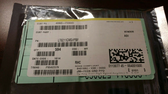 (10 PCS) LT6211CMS#PBF IC OPAMP CFA 2 CIRCUIT 10MSOP ROHS