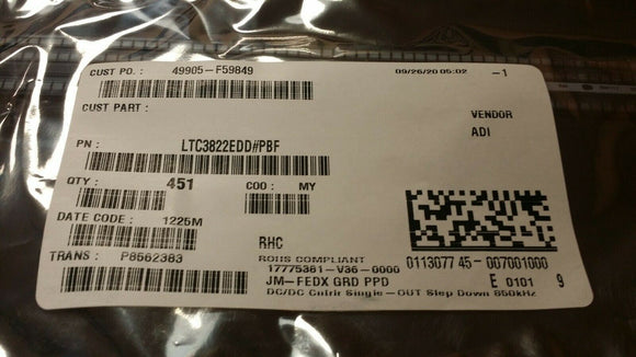 (10 PCS) LTC3822EDD#PBF AD IC REG CTRLR BUCK 10DFN ROHS