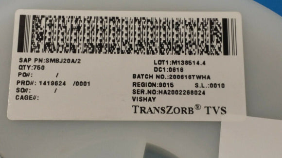 (10 PCS) SMBJ20A VISHAY/GS TVS DIODE 20V 32.4V DO214AA