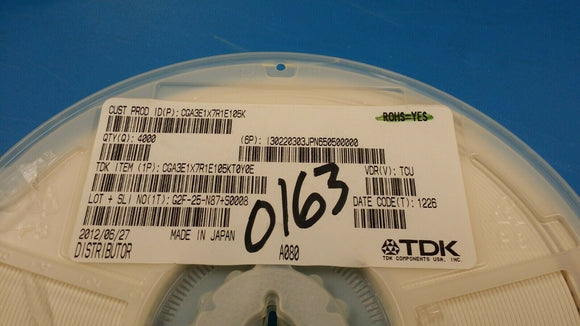 (25 PCS) CGA3E1X7R1E105K Multilayer Ceramic Capacitor 1uF 25V X7R 10% 125°C 0603