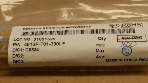 (10 PCS) 4816P-T01-330LF BOURNS RES ARRAY 8 RES 33 OHM 2% 16SOIC ROHS