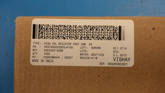 (100pcs) VR37000003305JA100 Res Metal Glaze 33M Ohm 5% 0.5W(1/2W) ±200ppm/°C Con