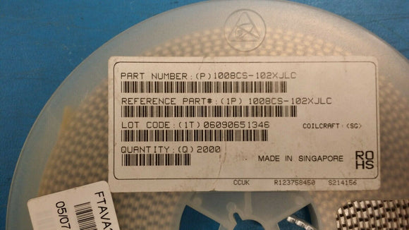 (100pcs) 1008CS-102XJLC Inductor, Ceramic Core, 1uh, 5±%