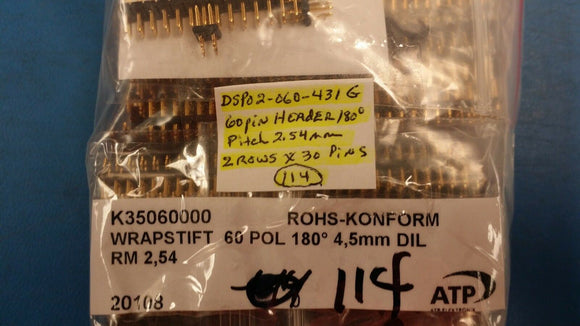 (18 PCS) DSP-02-060-431G UNSHIELDED HEADER 60 PIN 2 ROW 2.54mm STRAIGHT GOLD