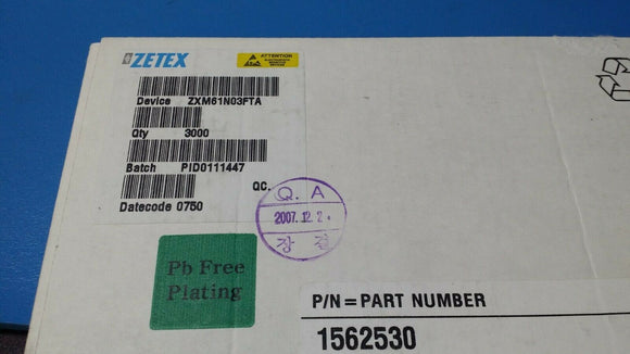 (100 PCS) ZXM61N03FTA ZETEX Trans MOSFET N-CH 30V 3-Pin SOT-23 ROHS