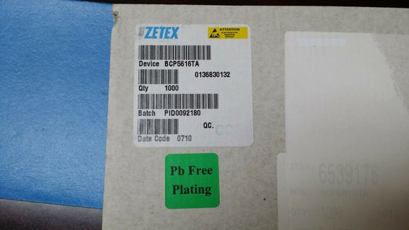 (10 PCS) BCP5616TA ZETEX Bipolar (BJT) Transistor NPN 80V 1A 150MHz 2W SOT-223