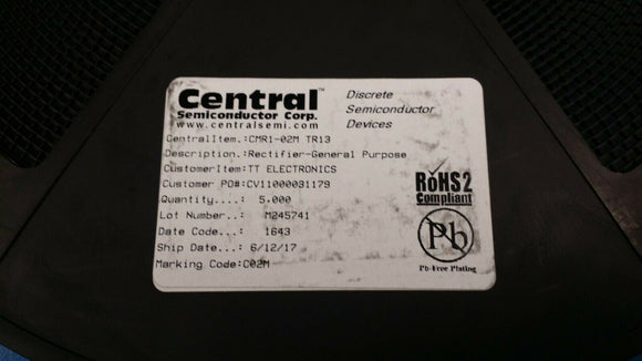 (10 PCS) CMR1-02M TR13, Central Semiconductor, DIODE GEN PURP 200V 1A SMA ROHS
