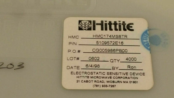 (10 PCS) HMC174MS8TR IC RF SWITCH SPDT 3GHZ 8MSOP