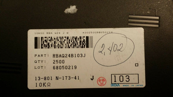 (10pcs) RBAQ24B103J RESISTOR, NETWORK, FILM, BUSSED, 1.2 W, 10000 OHM, SURFACE M