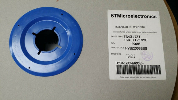 (2000 PCS) TS431IZ STMICRO V-Ref Adjustable 1.24V to 6V 30mA 3-Pin TO-92