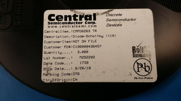 (20pcs) CMPD6263 Diode Schottky 70V 15A 3-Pin SOT-23