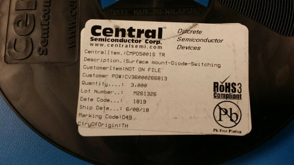 (20pcs) CMPD5001S Diode Array 1 Pair Series Connection Standard 120V 400mA Surfa