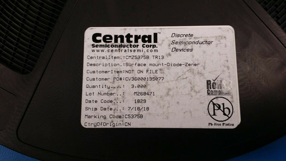 (100pcs) CMZ5375 Zener Diode Single 82V 5% 65Ohm 10000mW 2-Pin SMC