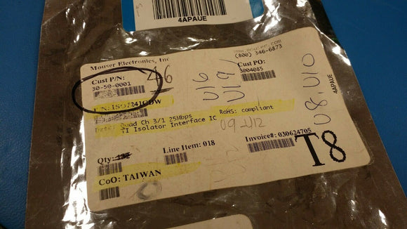 (1pc) ISO7241CDW General Purpose Digital Isolator 2500Vrms 4 Channel 25Mbps 25kV