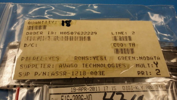 (10pcs) ASSR-1218-003E Relay SSR 20mA 1.6V DC-IN 0.2A 60V AC/DC-OUT 4-Pin SOIC