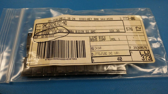 (20pcs) SMCJ26CA 42.1 V 1.5 kW Surface Mount Bi-Directional TVS Diode - DO-214AB