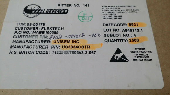 (2 PCS) US3034CS US3034CSTR UNISEM 8 PIN PWM SWITCHER CONTROLLER IC