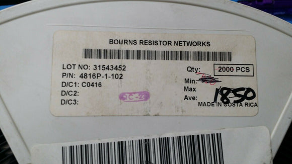 (10 PCS) 4816P-1-102 BOURNS Resistor Networks & Arrays 1K 2% 16Pin SMT