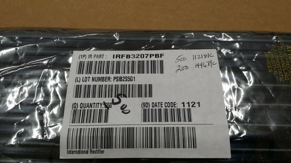 (2 PCS) IRFB3207PBF IR Trans MOSFET N-CH 75V 170A 3-Pin(3+Tab) TO-220AB