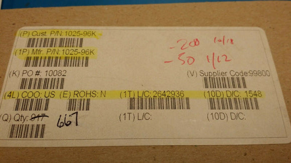 (10pcs) 1025-96K 120 nH Unshielded Molded Inductor 1.3 A 90mOhm Max Axial