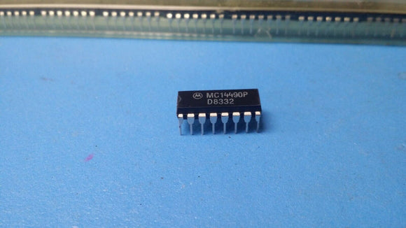 (1 PC) MC14490P MOT CMOS Logic, Hex Contact Bounce Eliminator, PDIP-16